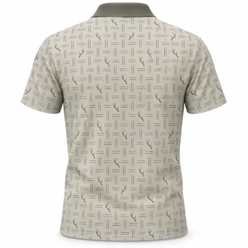 Antler Broken Basket Stone Olive Polo Shirt - Back view