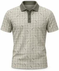 Antler Broken Basket Stone Olive Polo Shirt - Front view