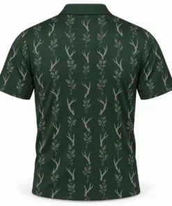 Antler Oak Filigree Forest Pewter Polo Shirt - Back view