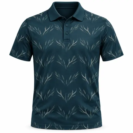 Antler Reed Chevron Petrol Smoke Polo Shirt - Front view