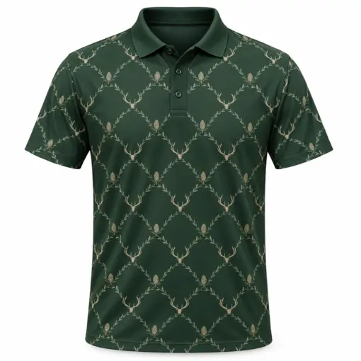 Antler Seed Trellis Forest Stone Polo Shirt - Front view
