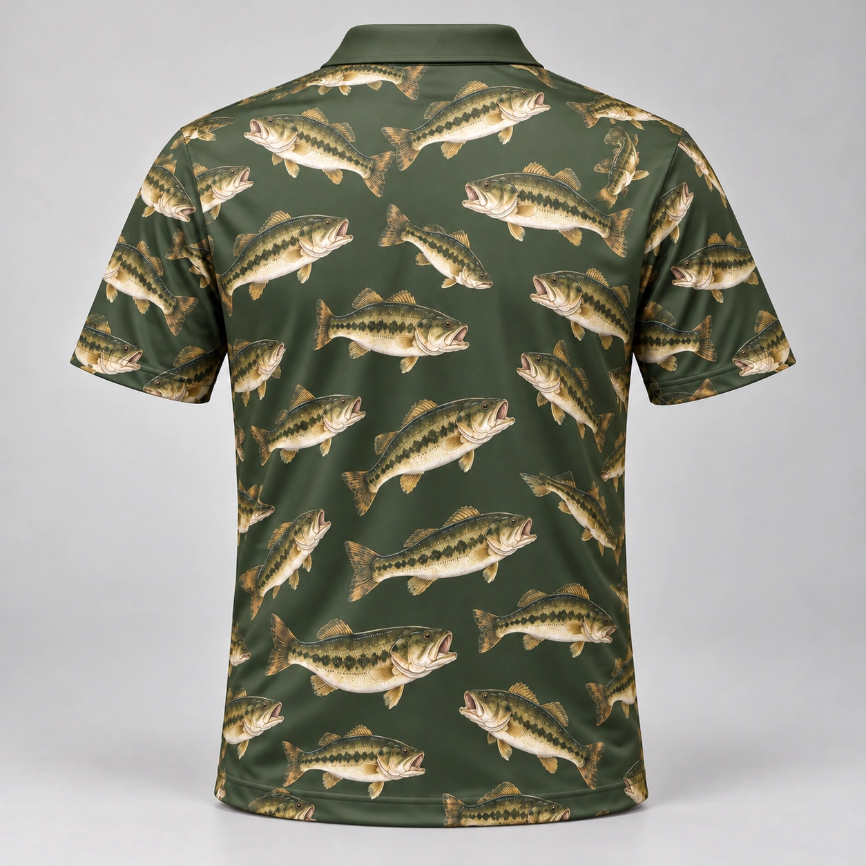 Bass Microprint Loden Bronze Polo Shirt - Back view