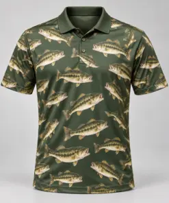 Bass Microprint Loden Bronze Polo Shirt - Front view