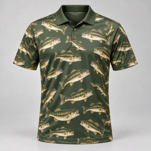 Bass Microprint Loden Bronze Polo Shirt - Front view