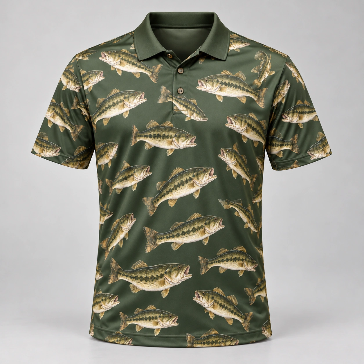 Bass Microprint Loden Bronze Polo Shirt - Front view