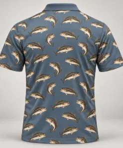 Bass Microprint Smoke Blue Polo Shirt - Back view