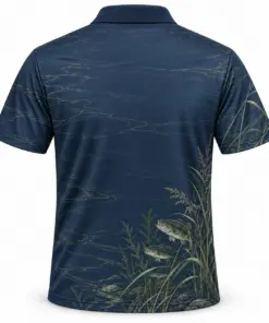 Bass Quiet Bank Navy Sage Polo Shirt - Back view