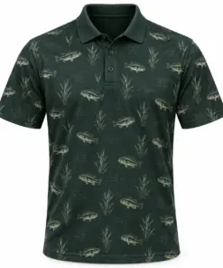 Bass Reed Crosshatch Forest Ash Polo Shirt - Front view