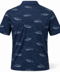 Bass Ripple Lattice Navy Smoke Polo Shirt - Back view