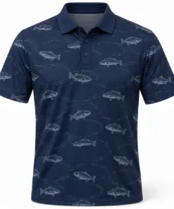 Bass Ripple Lattice Navy Smoke Polo Shirt - Front view