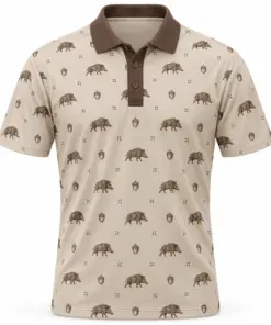 Boar Acorn Open Check Stone Ink Polo Shirt - Front view