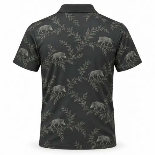 Boar Fern Drift Graphite Sage Polo Shirt - Back view