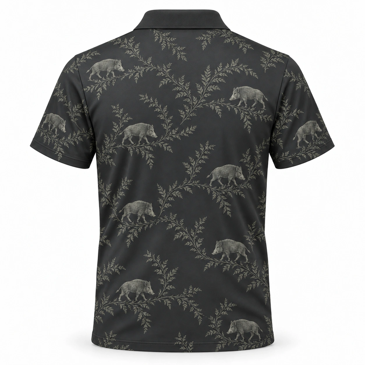 Boar Fern Drift Graphite Sage Polo Shirt - Back view