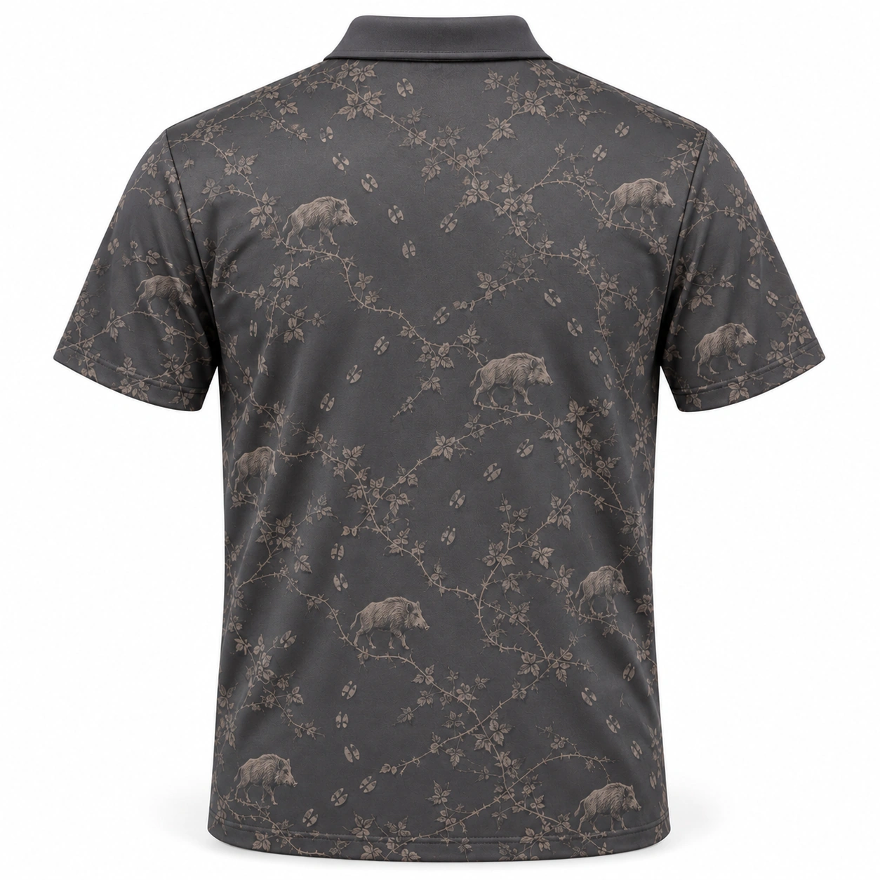 Boar Hoof Bramble Slate Taupe Polo Shirt - Back view