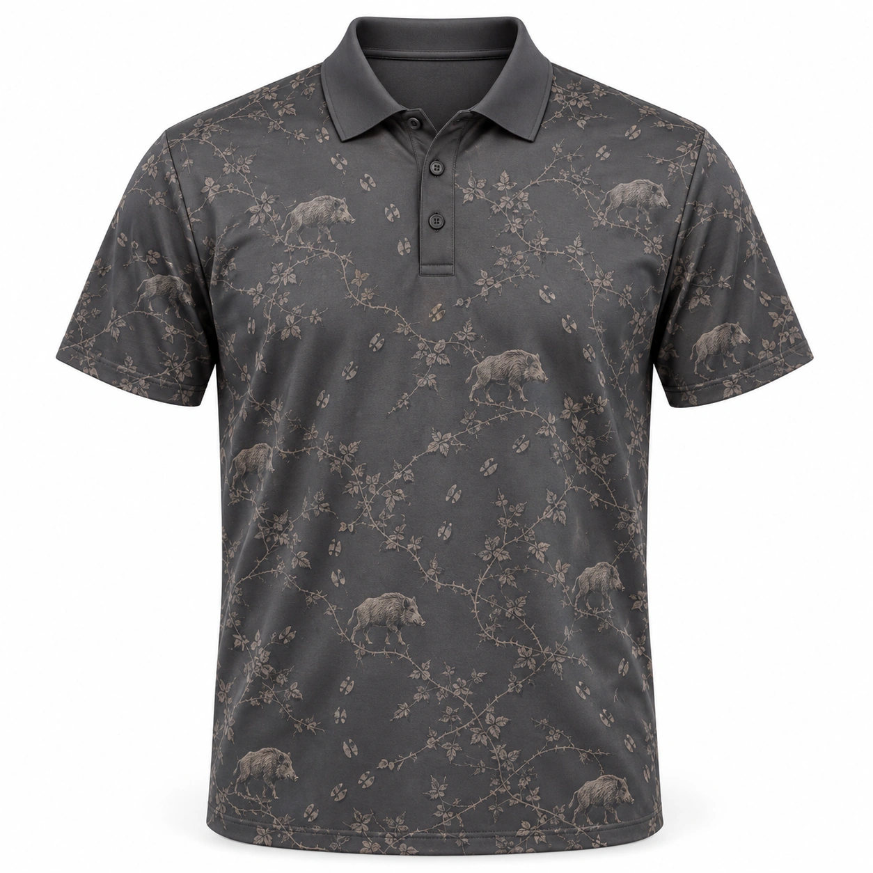 Boar Hoof Bramble Slate Taupe Polo Shirt - Front view