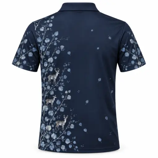 Deer Aspen Side Sweep Ink Stone Polo Shirt - Back view
