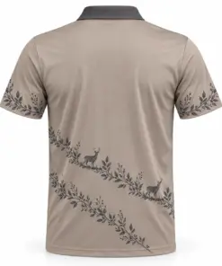 Deer Laurel Sash Taupe Ink Polo Shirt - Back view