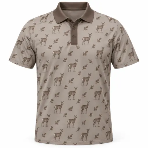 Deer Oak Checker Clay Slate Polo Shirt - Front view