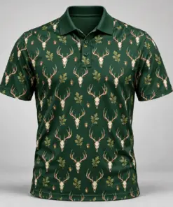 Deer Skulls Forest Ivory Polo Shirt - Front view