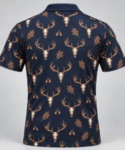 Deer Skulls Midnight Copper Polo Shirt - Back view