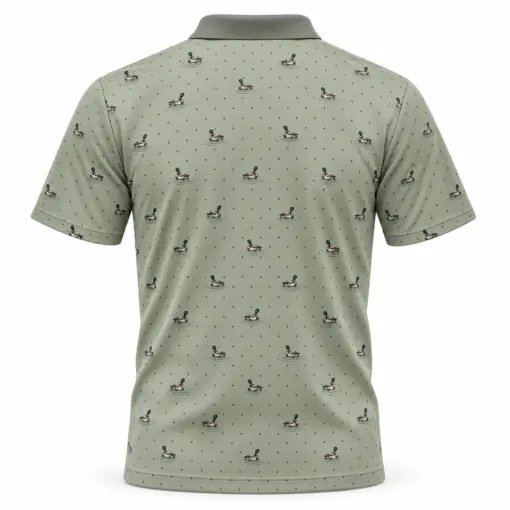 Duck Marsh Pin Dot Sage Stone Polo Shirt - Back view