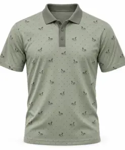 Duck Marsh Pin Dot Sage Stone Polo Shirt - Front view