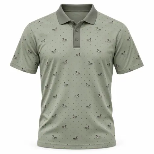 Duck Marsh Pin Dot Sage Stone Polo Shirt - Front view