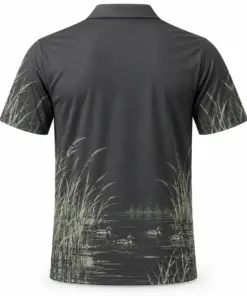 Duck Quiet Reedline Graphite Sage Polo Shirt - Back view