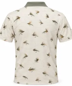 Fly Line Loops Pearl Sage Polo Shirt - Back view