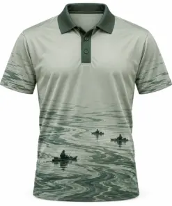 Kayak Quiet Estuary Sage Ink Polo Shirt - Front view