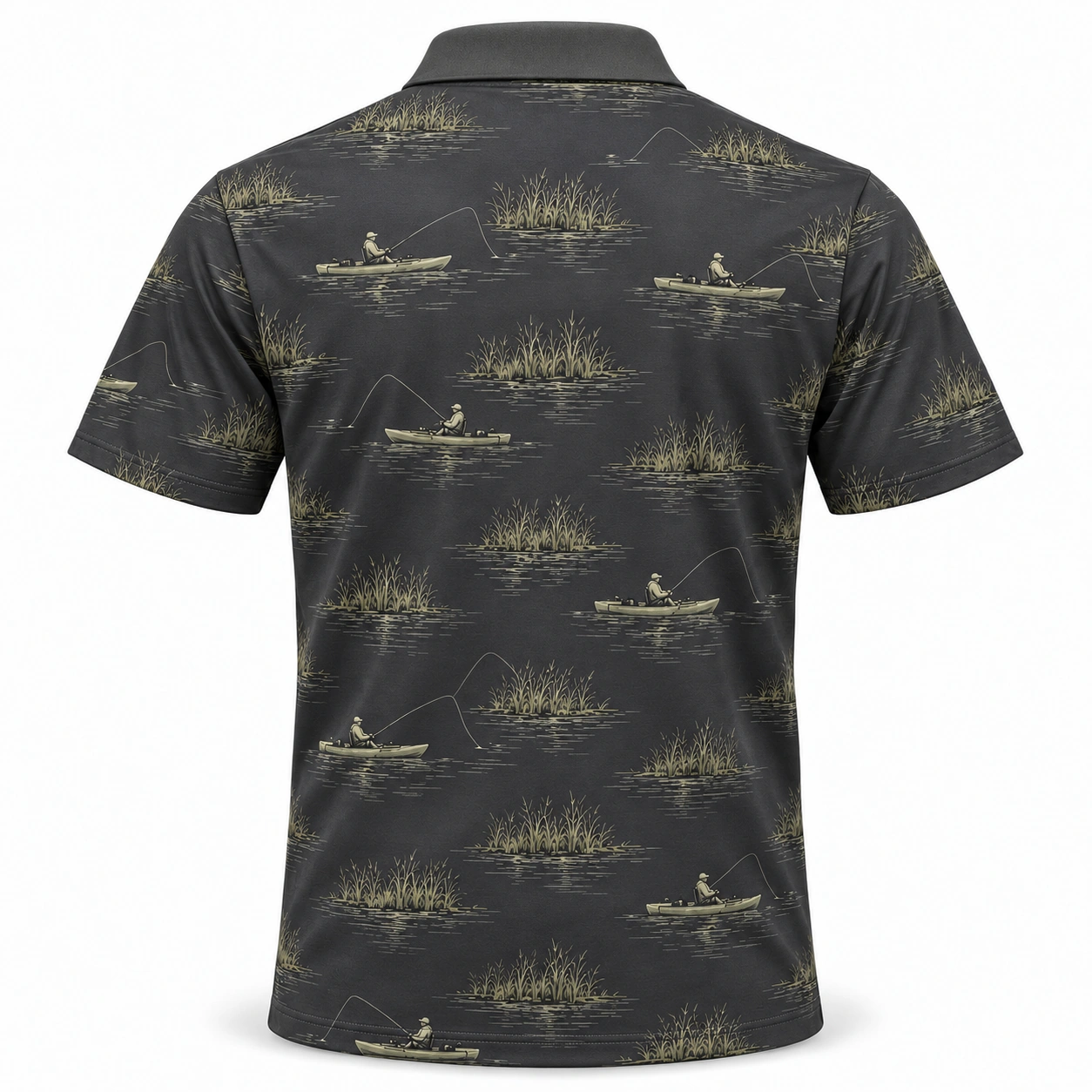 Kayak Reed Islands Graphite Olive Polo Shirt - Back view