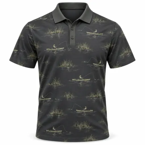 Kayak Reed Islands Graphite Olive Polo Shirt - Front view