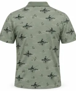 Kayak Waterline Sage Stone Polo Shirt - Back view