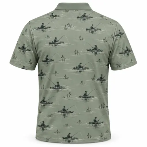 Kayak Waterline Sage Stone Polo Shirt - Back view
