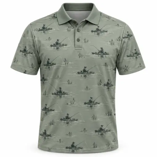 Kayak Waterline Sage Stone Polo Shirt - Front view
