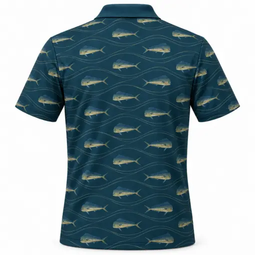 Mahi Wave Weft Petrol Sand Polo Shirt - Back view