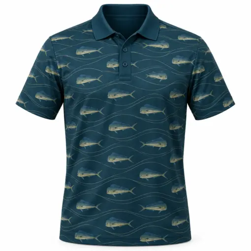 Mahi Wave Weft Petrol Sand Polo Shirt - Front view