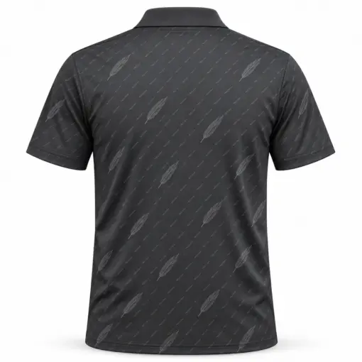Mallard Down Micro Weave Charcoal Ash Polo Shirt - Back view