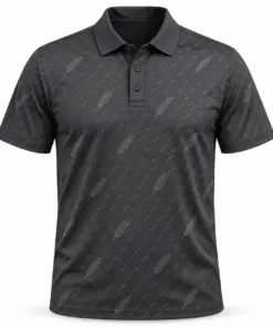 Mallard Down Micro Weave Charcoal Ash Polo Shirt - Front view