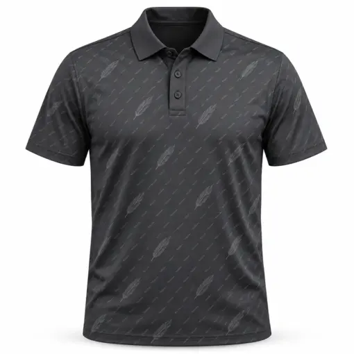 Mallard Down Micro Weave Charcoal Ash Polo Shirt - Front view