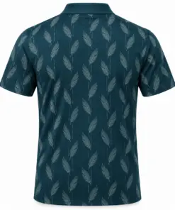 Mallard Feather Ladder Petrol Pewter Polo Shirt - Back view