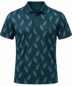 Mallard Feather Ladder Petrol Pewter Polo Shirt - Front view
