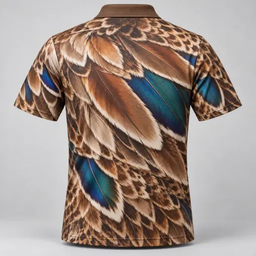 Mallard Feathers Autumn Walnut Polo Shirt - Back view