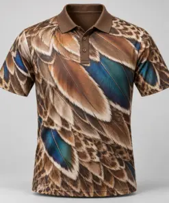 Mallard Feathers Autumn Walnut Polo Shirt - Front view