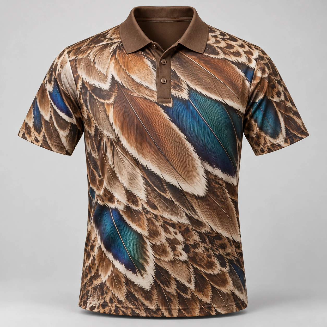 Mallard Feathers Autumn Walnut Polo Shirt - Front view