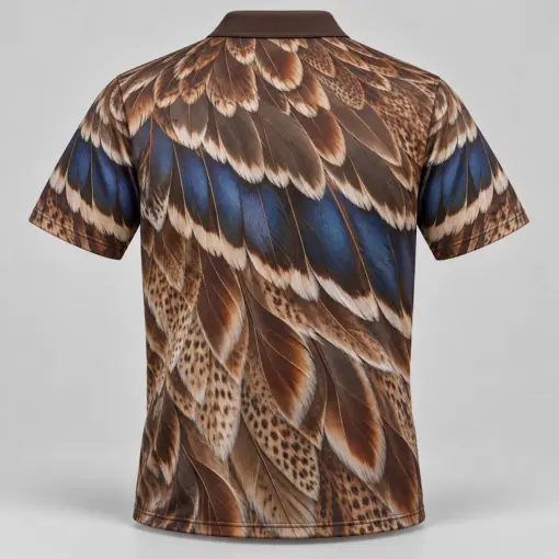 Mallard Feathers Bronze Marsh Polo Shirt - Back view