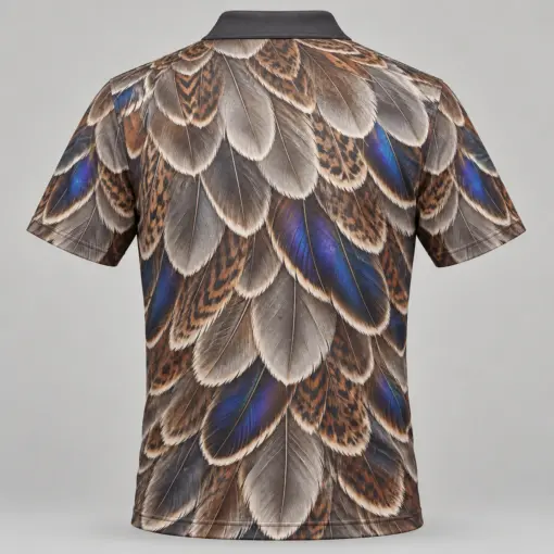 Mallard Feathers Silver Reed Polo Shirt - Back view