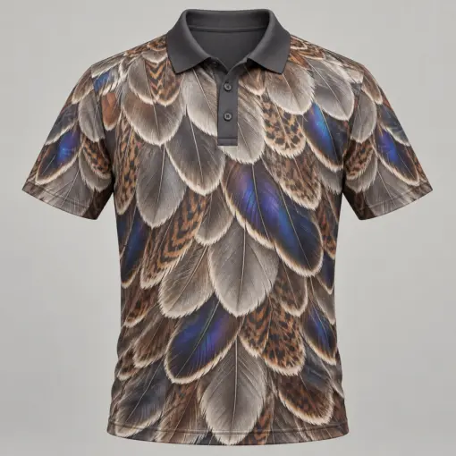 Mallard Feathers Silver Reed Polo Shirt - Front view