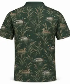 Mallard Reed Lattice Forest Taupe Polo Shirt - Back view
