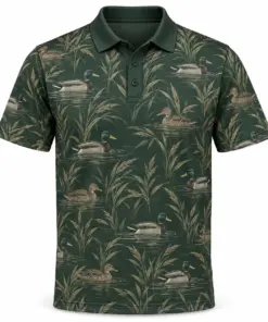 Mallard Reed Lattice Forest Taupe Polo Shirt - Front view